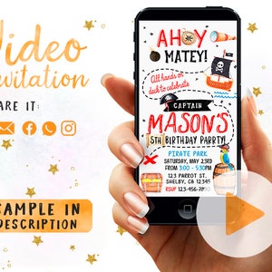 Pirates Invitation Anniversaire, Anniversaire Vidéo Pirates, Party Pirates Ahoy Video Invitation, Pirates Video Invite, Treasure Map Inviation Video