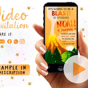 Volcano Invitation, Volcano Birthday Party, Volcano Invite, Lava Party Volcano, Volcano Eruption Birthday Video, Boy Girl Volcano Party
