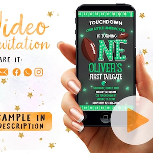 Football Invitation Birthday, Birthday Party Football, Party Invite Football, Touchdown Video Invitation, First Tailgate Inviation Video