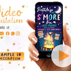 Bonfire S'mores Invitation, Campfire Birthday Party, S'mores Invitation Birthday, Bonfire Camping Invitation, Firecamp Backyard Party Invite