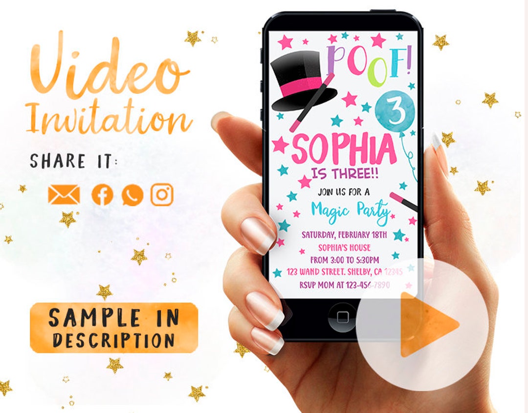 Magic Invitation Gif Magic Invitation, Magician Girly Party, Magic Girl Invite, Magical ...