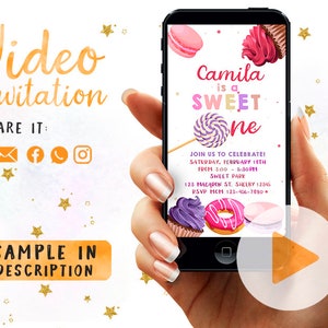 Sweet One Invitation, Sweets Birthday Party, Donut Birthday Party Invitation, Invitation Donut Sweet, Candy Sugar Party Sweet, Dessert Evite
