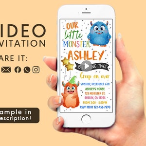 Little Monster Invitation, Monsters Birthday Party, Watercolor Little Monster Video, Little Monsters Invitation, Party Monster Invite