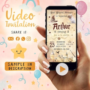 Wizard Invitation, Wizard Birthday Invite, Wizard Party Video, Magical Spell Birthday, Magic Invitation, Wizard Birthday Video Invitation