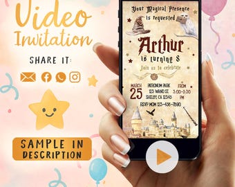 Wizard Invitation, Wizard Birthday Invite, Wizard Party Video, Magical Spell Birthday, Magic Invitation, Wizard Birthday Video Invitation