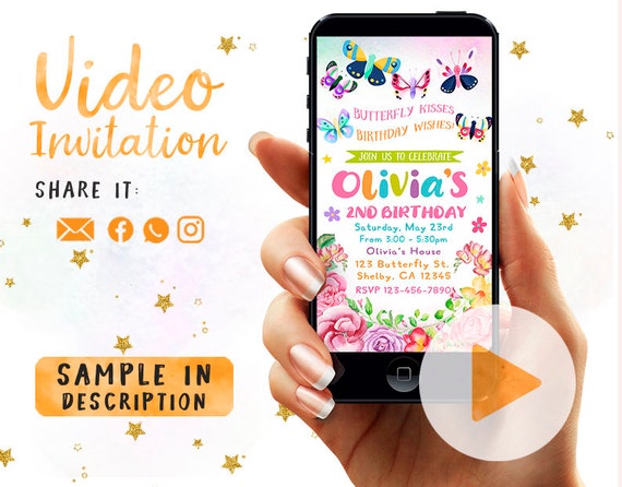Butterfly Invitation, Spring Butterfly Birthday Invitation, Butterfly Party, Floral Butterfly Birthday Invitation, Spring Invitation Video