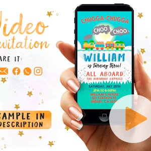Train Invitation, Trains Birthday Party, Invitation Train Video, Choo Choo Birthday Invitation, Trains Birthday Party Video, Chugga Chugga