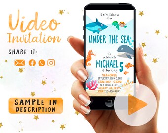 Under The Sea Invitation, Under The Sea Birthday Party, Birtrhday Theme Under The Sea, Sea Fish Party, Birthday Under The Sea Video Invite