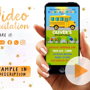 School Bus Invitation, School Birthday Party, Bus Invitation, Back To School Invitation, Wheels On The Bus Birthday, School Bus Party Invite