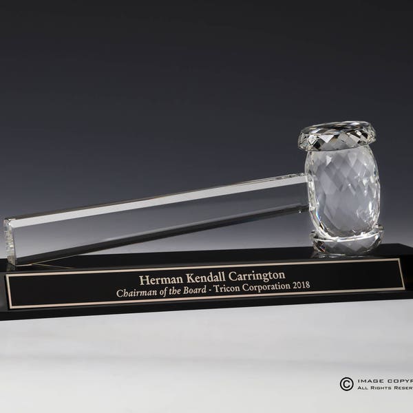 Personalized Engraved Crystal Gavel attached to a Black Crystal Stand, Gift Box included, Lawyer Gift, Judge Gift, Mayor Gift