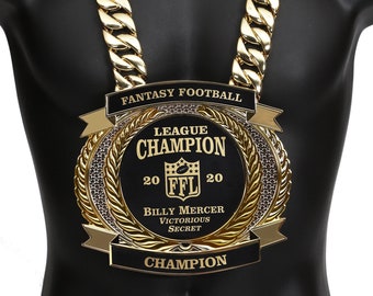 Championship Belt, Trophy, Award, Fantasy Football, FFL, MVP, All Sports, Sales Award, Engraved & Personalized, Heavy Chain, Quick Shipping