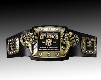 Championship Belt,  ALL Sports, Contests & Tournaments, Fully Customizable Fantasy Football, FFL, PERPETUAL, Top Seller, Cornhole, Golf Etc.