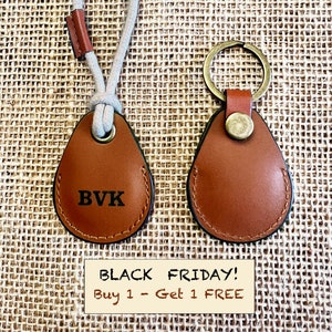 Leather (Italian) Airtag  Holder, Case, Keyfob,  Keyring, Leather Rope Loop, Personalized, Laser engraved, Vegetable Tanned