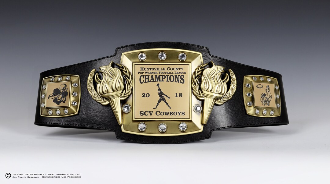 Football Championship Belt, Perpetual, Personalized, Fully Customizable