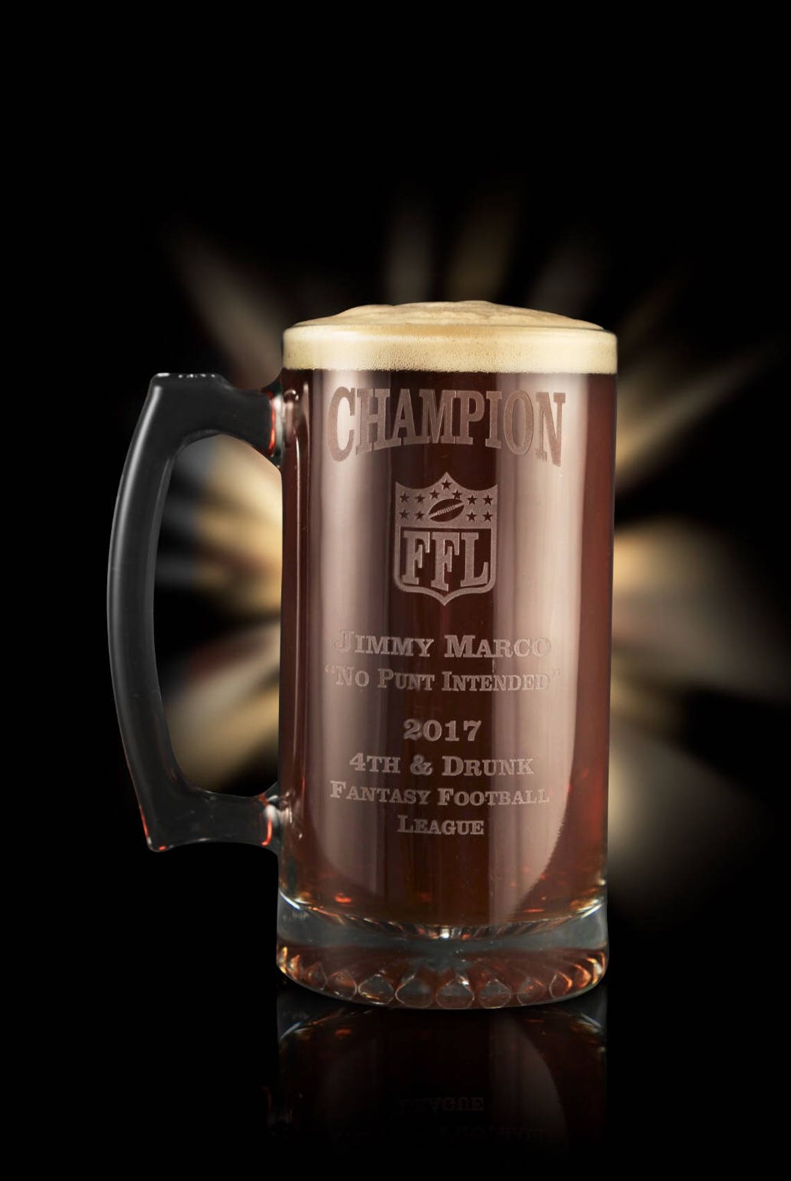 Fantasy Football Trophy Beer Mug Personalized with Name Team Etsy