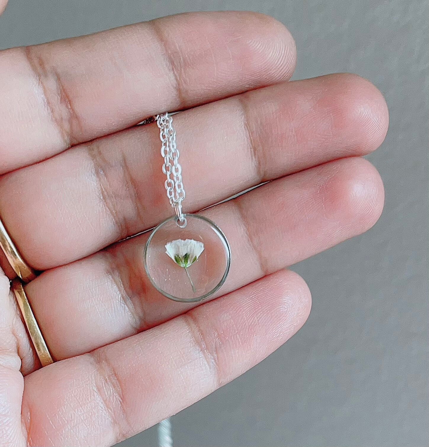 Babys Breath Necklace/pressed Flower Necklace/babys Breath Etsy