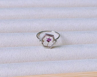 Alyssum Ring/Real flower Ring/Resin Ring/Pressed flower resin ring/Plant Ring/Botanical ring/Purple flower ring/