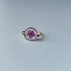 Real Flower Ring/Resin Ring/Pressed Flower Resin Ring/Plant Ring/Purple Flower Ring/can be customized/Gift for her