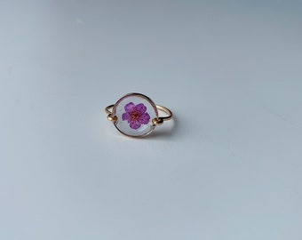 Real Flower Ring/Resin Ring/Pressed Flower Resin Ring/Plant Ring/Purple Flower Ring/can be customized/Gift for her