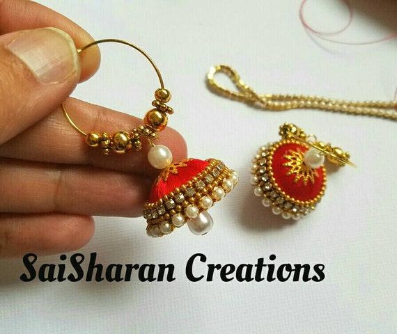 Silk thread ring jhumkas sale