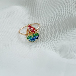 Rainbow Ring,Pressed Flowers resin ring,Resin Flower ring,Pride Ring,botanical jewelry,floral ring,gift for her