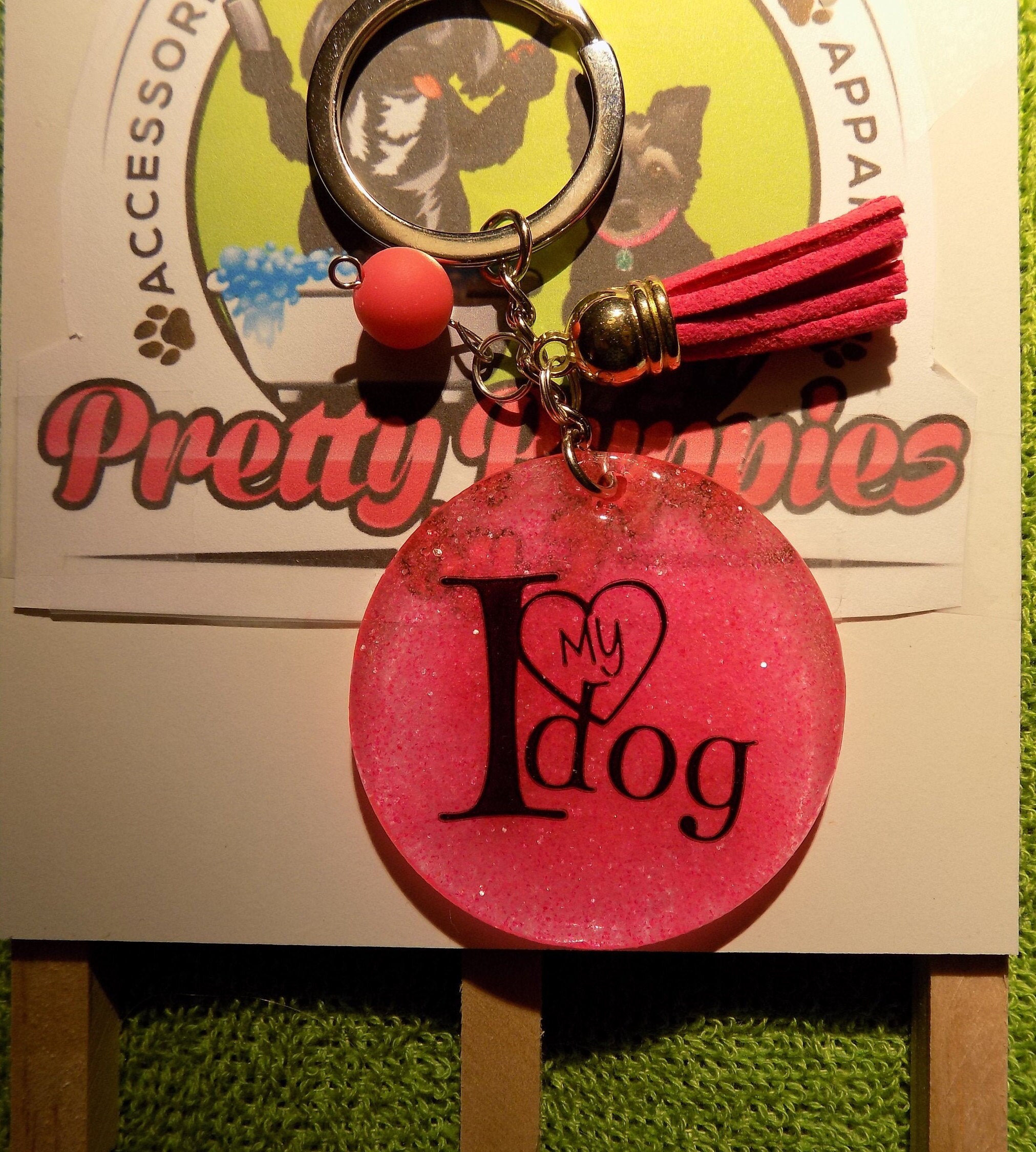 Dog Key Chain//Dog Key Fob//Dog Keychain w/Tassle//I LoveMy Etsy