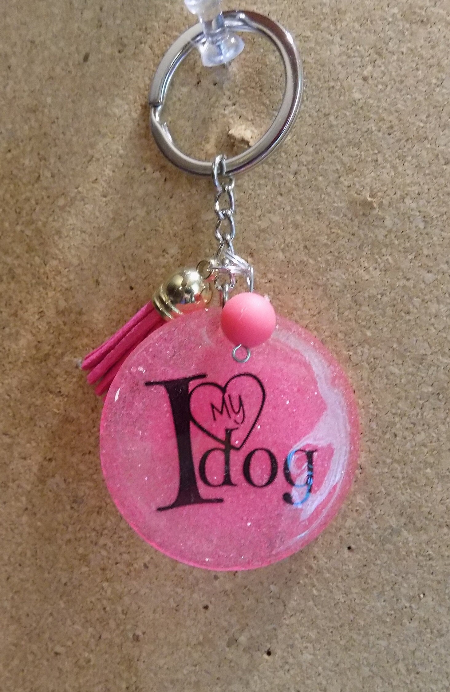 Dog Key Chain//Dog Key Fob//Dog Keychain w/Tassle//I LoveMy Etsy