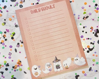 Stationary - Notepad- Writing Pad - Halloween Notepad - Ghost Notepad - Daily Goals - Halloween Writing Pad - Halloween Daily Ghouls Notepad