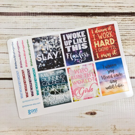 Beyonce Stickers / Quotes Stickers / Inspirational Sticker / Fits Erin  Condren Planners, Happy Planners, Passion Planners & More 