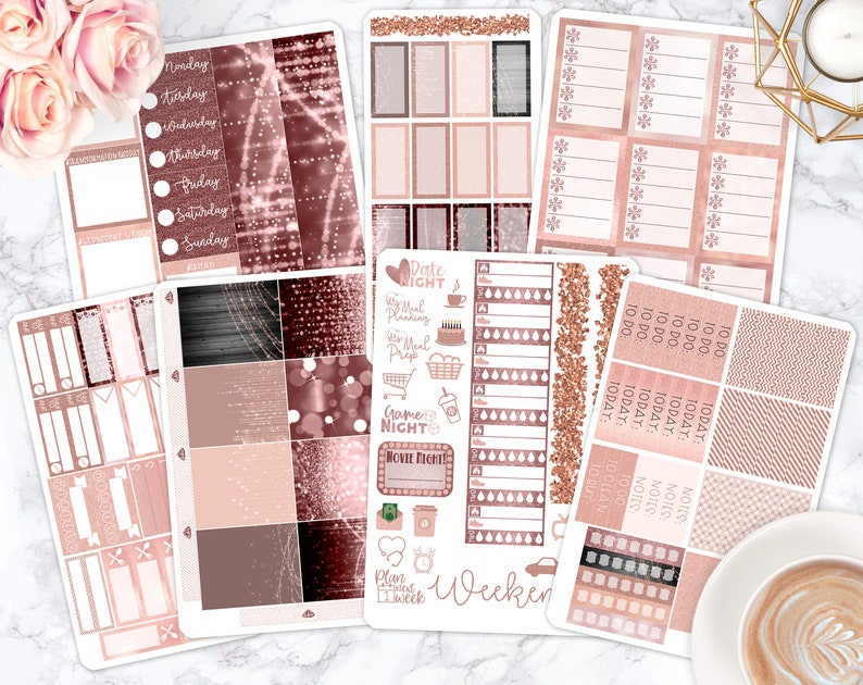 Sticker Kit / Rose Gold Stickers / Planner Stickers / Erin Condren / Happy Planner / Life Planner / Weekly Spread / Passion Planner image 1