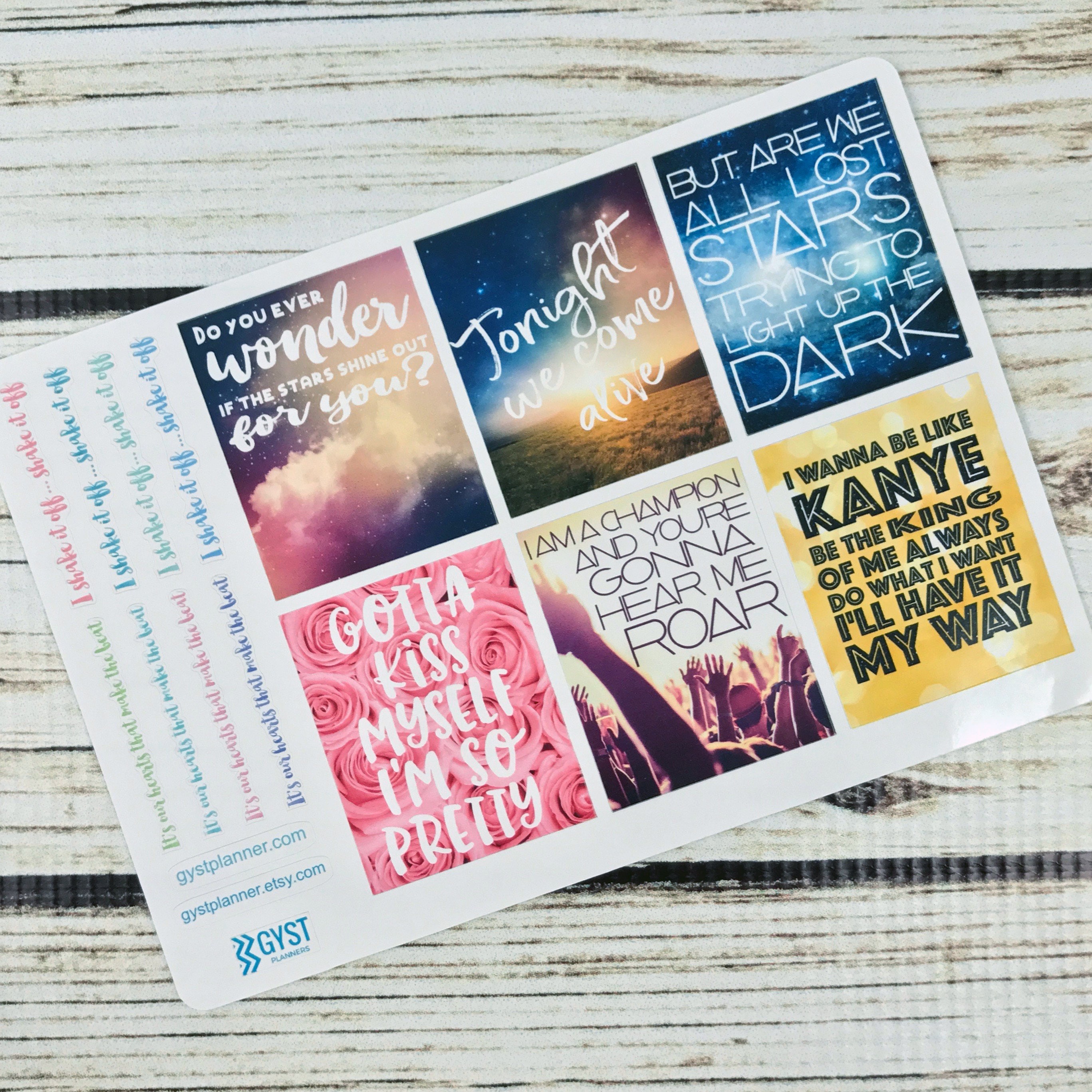Lyrics Stickers / Quotes Stickers / Inspirational Sticker / Etsy