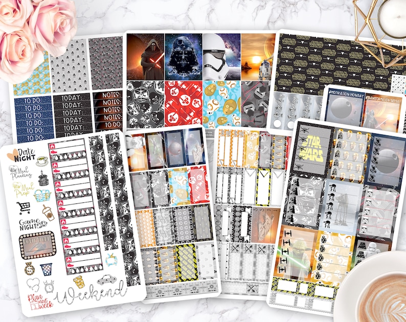 Sticker Kit / Star Wars Stickers / Planner Stickers / Erin Condren / Happy Planner / Life Planner / Weekly Spread / Passion Planner image 1