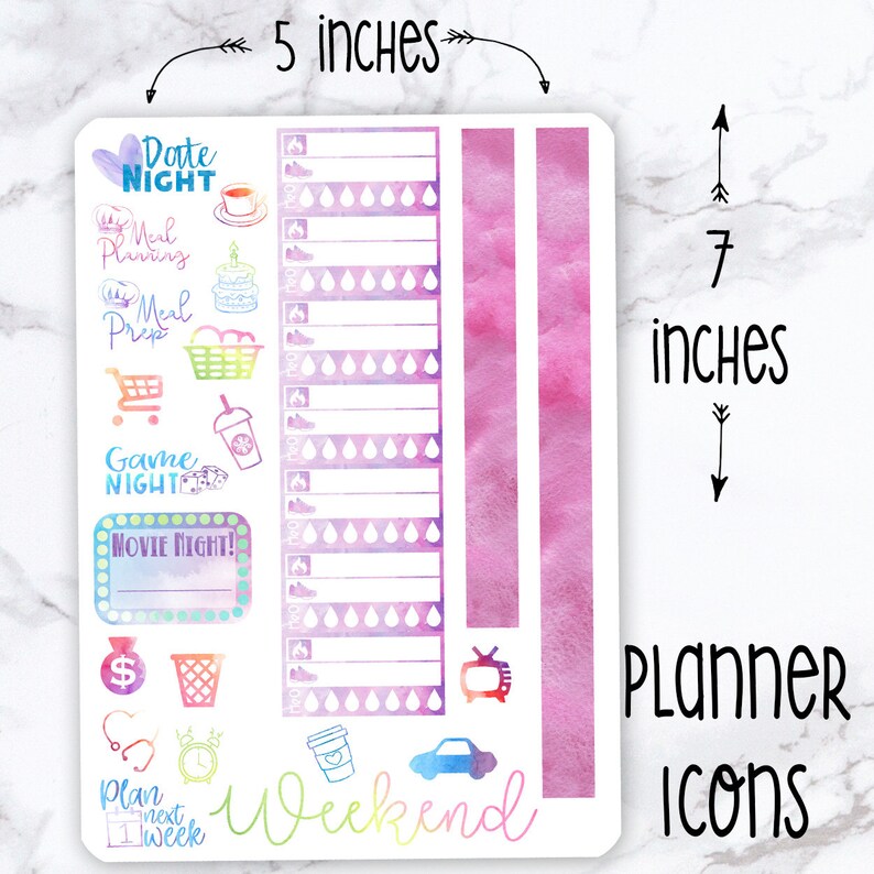 Sticker Kit / Watercolor Stickers Planner Stickers Passion Planner / Erin Condren Planner / Happy Planner / Life Planner image 8