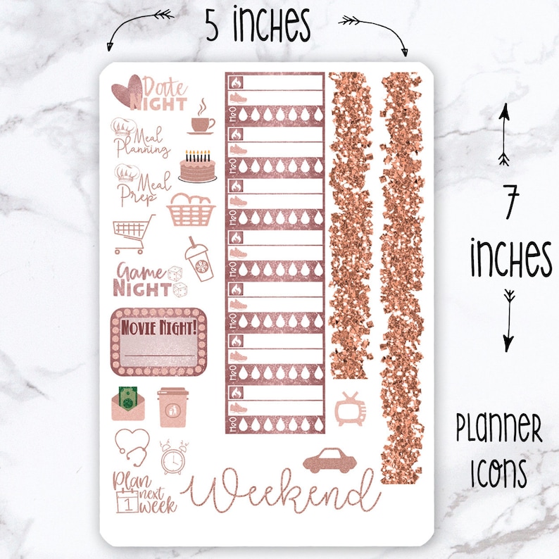 Sticker Kit / Rose Gold Stickers / Planner Stickers / Erin Condren / Happy Planner / Life Planner / Weekly Spread / Passion Planner image 8