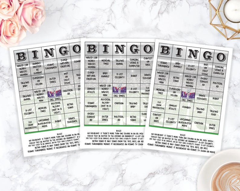 2024 Super Bowl Commercial Bingo Printable / Big Game Printable / Bingo