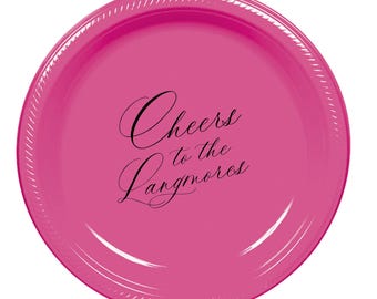 Custom Printed Plates - Contemporary Monogram party plates - Dessert, Appetizer, 7 inch, Paper or Plastic, Wedding, Anniversary, Shower