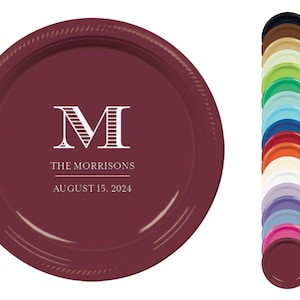 Personalisierte Monogrammteller - Kunststoffhochzeitsteller für Probeessen, Duschen & Empfänge - 18 cm oder 25 cm große Hochzeitsteller
