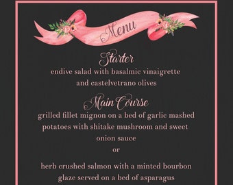 Chalkboard Wedding Wedding Reception Menu / Personalized Reception Menus / Custom Dinner Menu / Chalkboard Wedding / Vintage Wedding