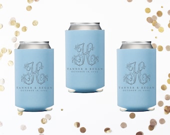 Personalized Can Coolers, Monogrammed Can Coolies, Personalized Wedding Favors, Printed Can Coolers, Custom Wedding Can Cooler Favors