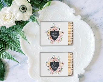 Floral Match Favor - Matchbox Favors - The Perfect Match - Match Made in Heaven - Match wedding or shower favors, Watercolor Wreath logo