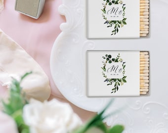 Wedding Matches, Perfect Match Matches, Personalized Matchboxes, Watercolor Floral Matches -Set of 50, Watercolor Wedding Monogram