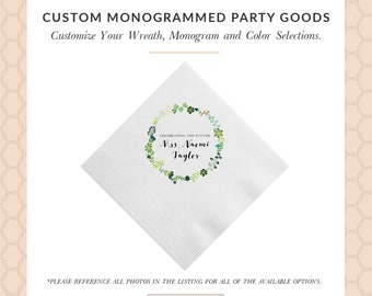 Full Color Monogram Napkins, Full Color Cocktail Napkins, Bridal Shower Napkins, Wedding Cocktail Napkins, Personalized 3-Ply Party Napkins