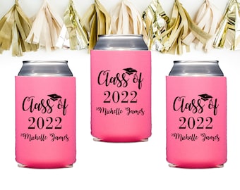 Graduation Coozies Class of 2024 Party Decorations Personalized Beer Huggers College Graduation Party Favors Custom Can Coolers