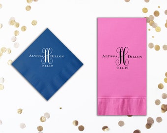 Personalized 3 Ply Wedding Napkins Custom Monogram Beverage Cocktail Cake Dessert Appetizers Luncheon Dinner Towels