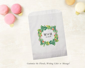 Wedding Favors - Custom Printed Favor Bags - Recycled Wedding - Treat bag Goodie Bag - Bridal Shower Favors- 25 pack