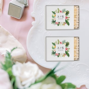 Wedding Matches, Perfect Match Matches, Personalized Matchboxes, Watercolor Floral Matches -Set of 50, Watercolor Wedding Monogram
