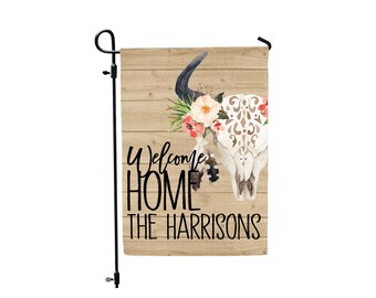 Floral Antlers Garden Flag, Vinyl Flag, Antlers Garden Flag ,Spring Welcome Flag, Farmhouse ,Country Chic Decor, Summer Flag, Antler Skull