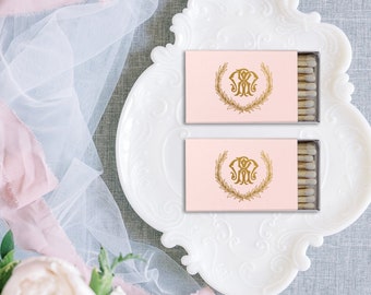 Custom Monogram Matchboxes with Leaf Branch design - Wedding Matchbox Favors, Wedding Matches, Rustic Wedding Decor, Personalized Matches