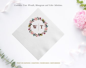 Rustic Country Wedding Personalized Cocktail Napkins, Sunflower And Woodgrain, Luncheon Napkins and Guest Towel Also Available