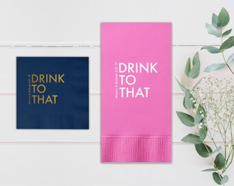 Let's Drink to That Personalized Wedding Napkins - Cocktail Napkins - Paper Wedding Napkins - Wedding Bar Napkins - Customized Napkins